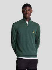 Lyle & Scott Green Cotton Merino Quarter Zip Jumper - Image 1 of 5