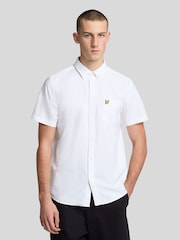 Lyle & Scott White Short Sleeve Light Weight Slub Oxford Shirt - Image 1 of 5