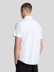 Lyle & Scott White Short Sleeve Light Weight Slub Oxford Shirt - Image 3 of 5