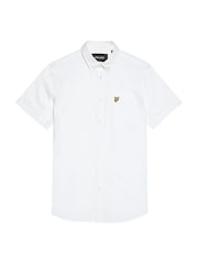 Lyle & Scott White Short Sleeve Light Weight Slub Oxford Shirt - Image 5 of 5