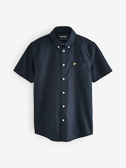 Lyle & Scott Navy Blue Short Sleeve Lightweight Slub Oxford Shirt - Image 1 of 1