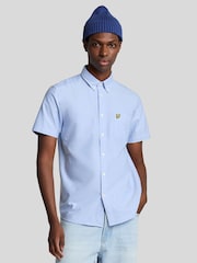 Lyle & Scott Blue Short Sleeve Lightweight Slub Oxford Shirt - Image 1 of 5