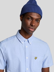 Lyle & Scott Blue Short Sleeve Lightweight Slub Oxford Shirt - Image 4 of 5