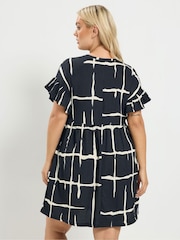 Yours Curve Abstract Frill Sleeve Dress - صورة 3 من 6