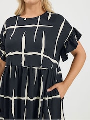 Yours Curve Abstract Frill Sleeve Dress - صورة 4 من 6