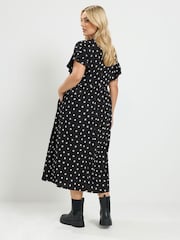 Yours Curve Polka Dot Frill Sleeve Midi Dress - صورة 3 من 6