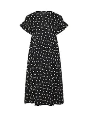 Yours Curve Polka Dot Frill Sleeve Midi Dress - صورة 5 من 6