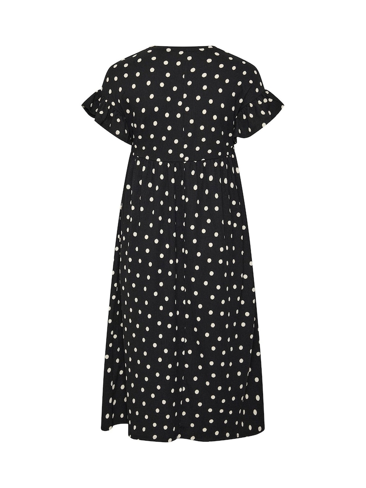 Yours Curve Polka Dot Frill Sleeve Midi Dress - صورة 6 من 6