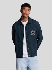 Lyle & Scott Navy Blue Stamp Pocket Work 100% Cotton Jacket - Image 1 of 5