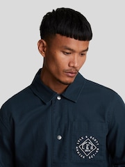 Lyle & Scott Navy Blue Stamp Pocket Work 100% Cotton Jacket - Image 3 of 5