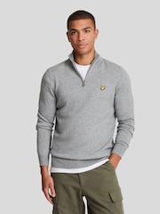 Lyle & Scott Grey Cotton Merino Quarter Zip Jumper - Image 1 of 5