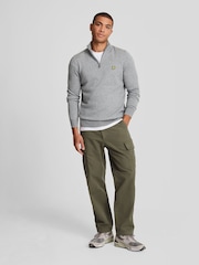 Lyle & Scott Grey Cotton Merino Quarter Zip Jumper - Image 2 of 5