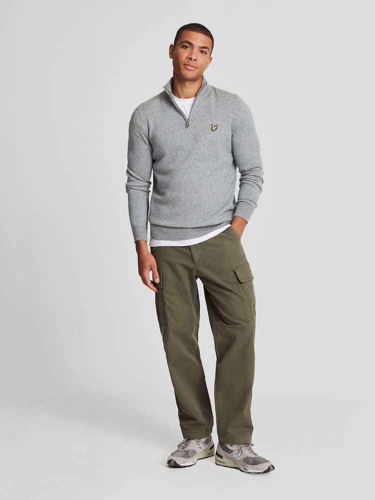 Lyle & Scott Grey Cotton Merino Quarter Zip Jumper - Image 2 of 5