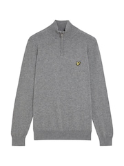 Lyle & Scott Grey Cotton Merino Quarter Zip Jumper - Image 5 of 5