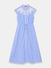 Mint Velvet Blue Striped Midi Shirt Dress - Image 7 of 8