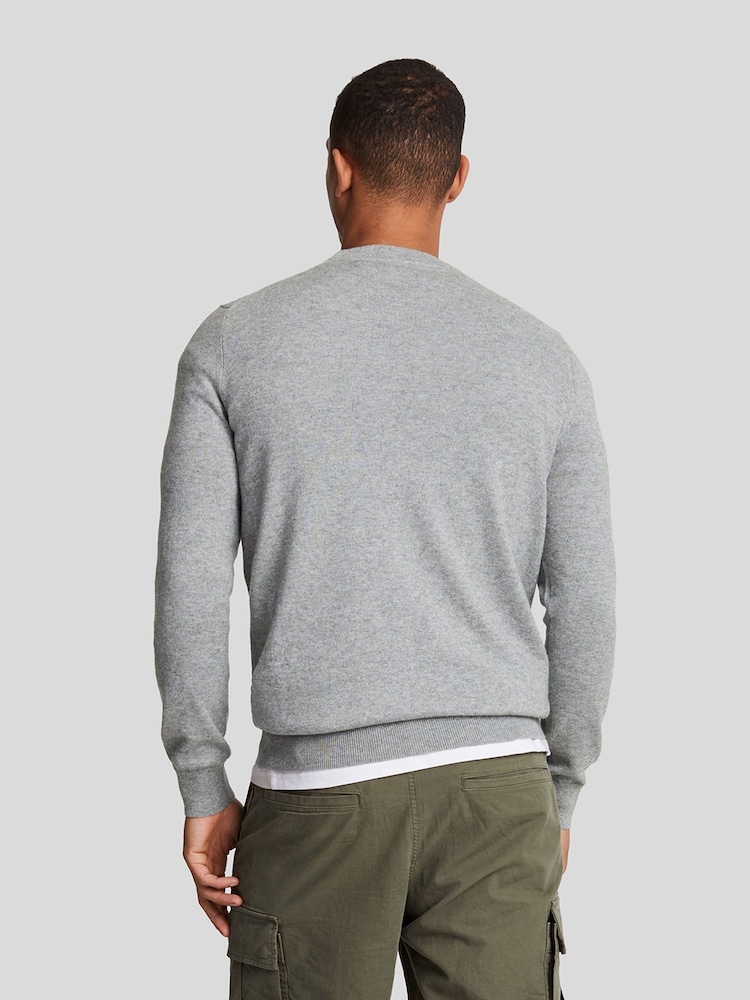 Lyle & Scott Grey Cotton Merino Crew Neck Jumper - Image 2 of 5