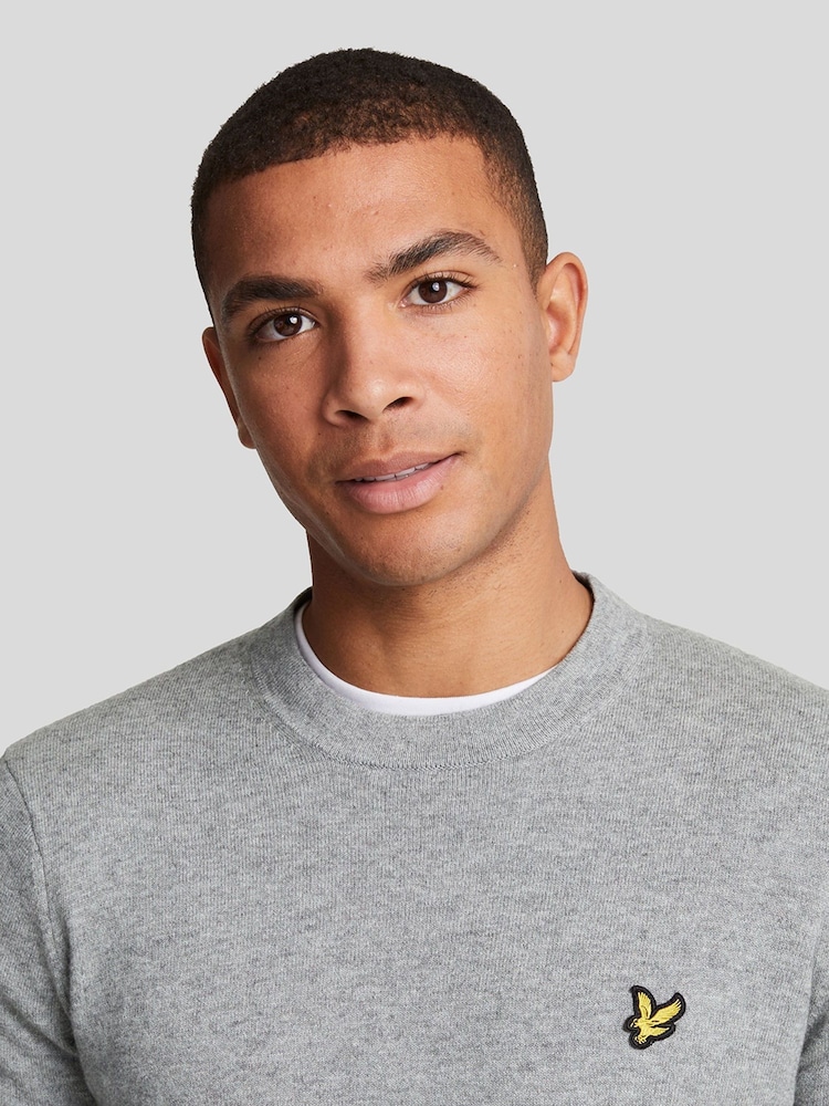 Lyle & Scott Grey Cotton Merino Crew Neck Jumper - Image 4 of 5