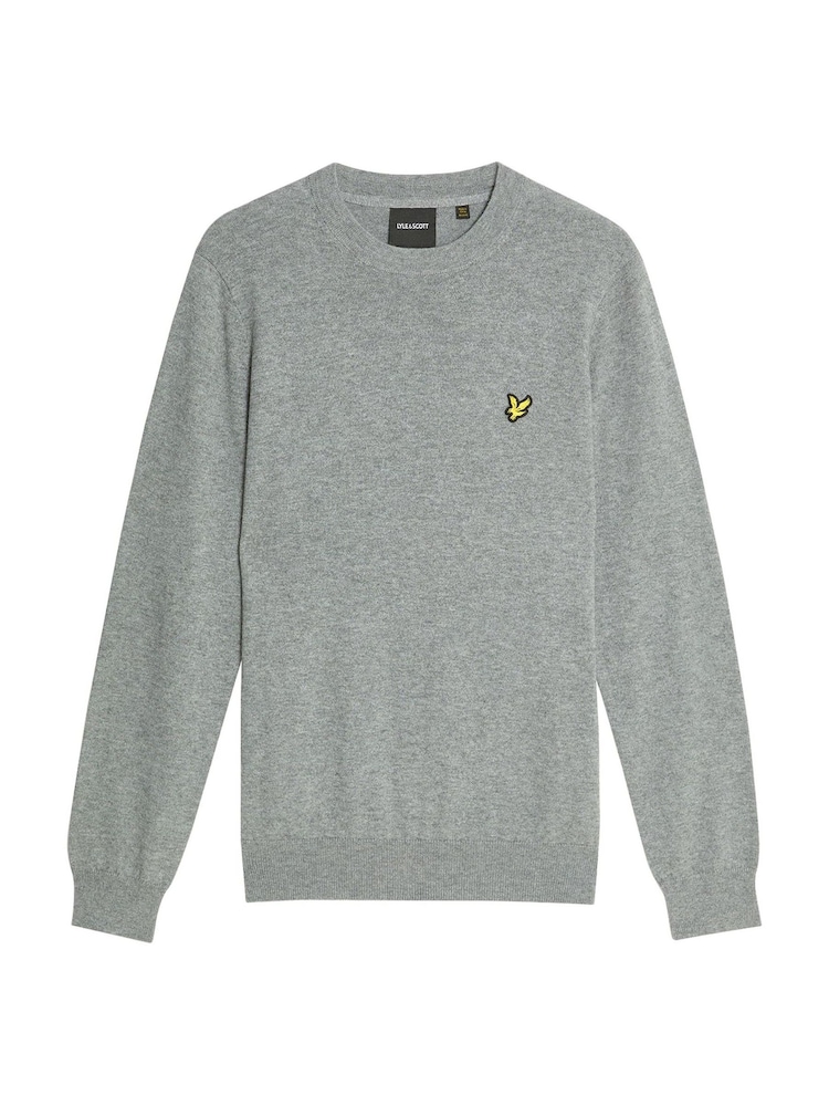 Lyle & Scott Grey Cotton Merino Crew Neck Jumper - Image 5 of 5