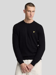 Lyle & Scott Black Cotton Merino Crew Neck Jumper - Image 1 of 8