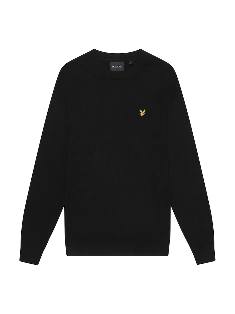 Lyle & Scott Black Cotton Merino Crew Neck Jumper - Image 8 of 8