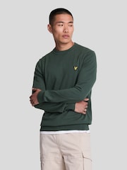 Lyle & Scott Green Cotton Merino Crew Neck Jumper - Image 1 of 5