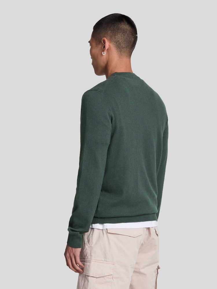 Lyle & Scott Green Cotton Merino Crew Neck Jumper - Image 2 of 5