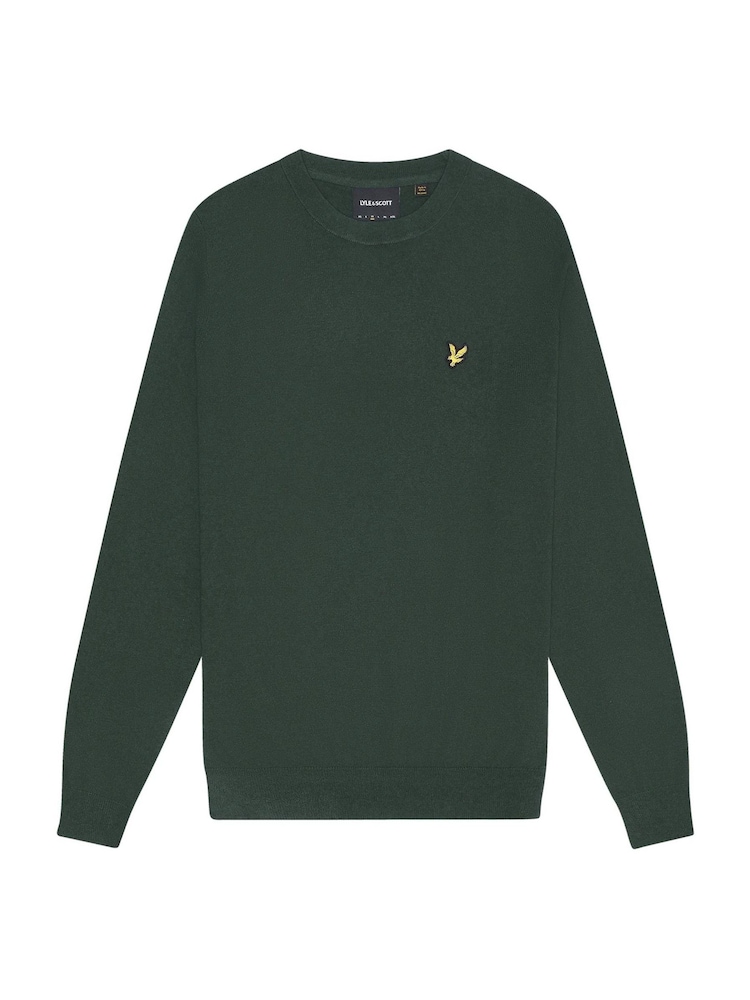 Lyle & Scott Green Cotton Merino Crew Neck Jumper - Image 5 of 5