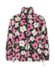 Yours Curve Pink Floral Print Zip Through Fleece - Image 5 of 6