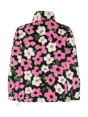 Yours Curve Pink Floral Print Zip Through Fleece - Image 6 of 6