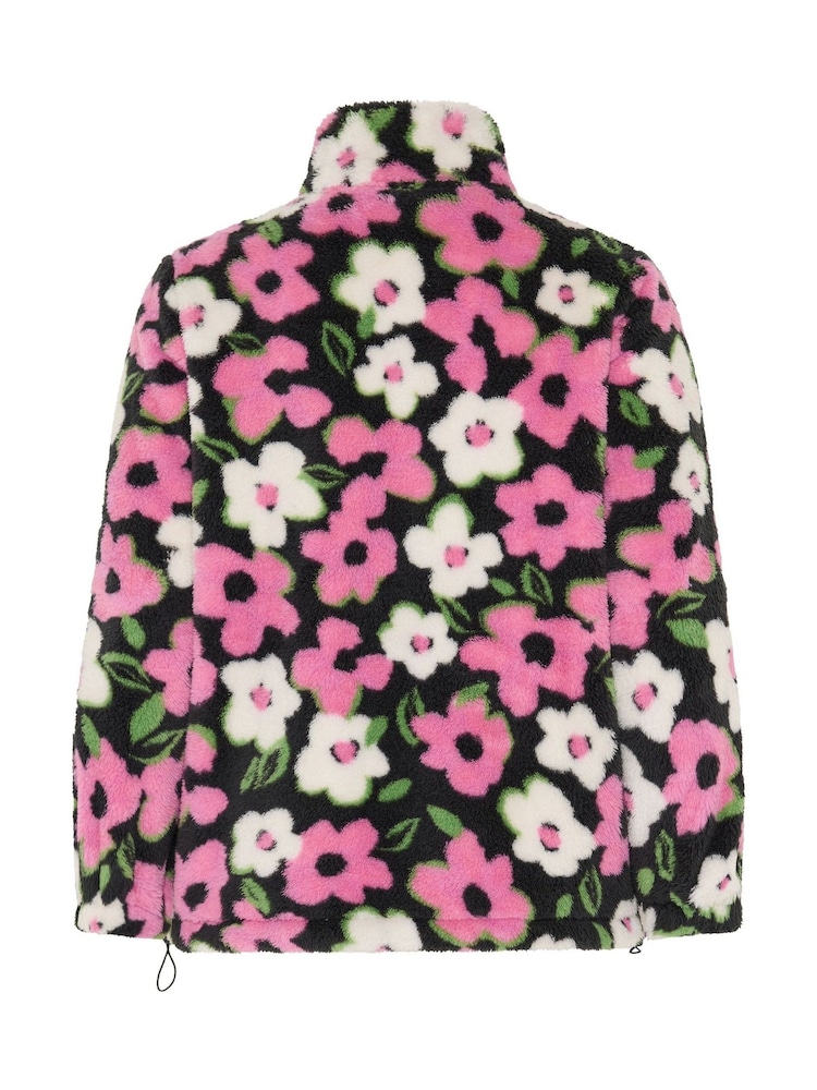 Yours Curve Pink Floral Print Zip Through Fleece - Image 6 of 6 Yours Curve Pink Floral Print Zip Through Fleece - Image 6 of 6