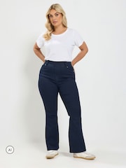 Yours Curve Blue Flare Jeans - Image 2 of 6