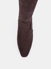 Novo Brown Wide Fit Gina Block Heel Chisel Toe Stretch Knee Boots - Image 6 of 6