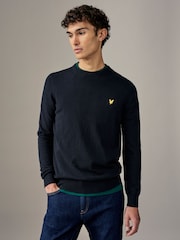 Lyle & Scott Navy Blue Cotton Merino Crew Neck Jumper - Image 1 of 4