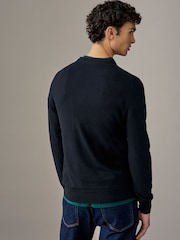 Lyle & Scott Navy Blue Cotton Merino Crew Neck Jumper - Image 2 of 4