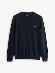 Lyle & Scott Navy Blue Cotton Merino Crew Neck Jumper - Image 4 of 4