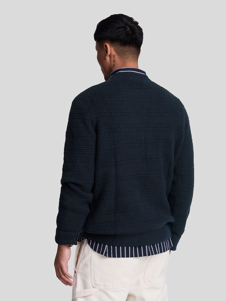Lyle & Scott Navy Blue Waffle Knit Jumper - Image 2 of 5