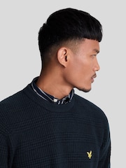 Lyle & Scott Navy Blue Waffle Knit Jumper - Image 4 of 5