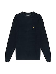 Lyle & Scott Navy Blue Waffle Knit Jumper - Image 5 of 5