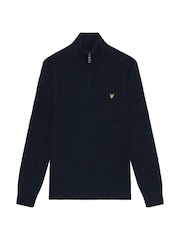 Lyle & Scott Navy Blue Shaker Stitch Quarter Zip Jumper - Image 5 of 5