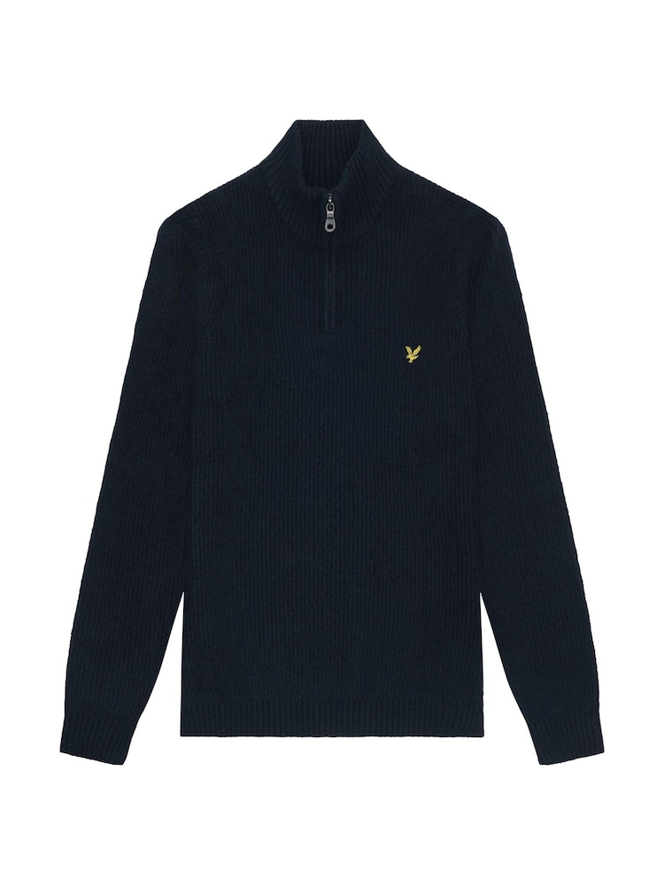 Marineblau/blau - Lyle & Scott Shaker Stitch Pullover mit Viertelreißverschluss - Bild 5 von 5 Marineblau/blau - Lyle & Scott Shaker Stitch Pullover mit Viertelreißverschluss - Bild 5 von 5
