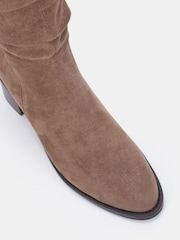 Novo Taupe Brown Gail Almond Toe Flat Ruched Knee Boots - Image 5 of 6