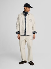 Lyle & Scott Ecru White Tapered Large Pocket Cotton Trousers - Image 1 of 6