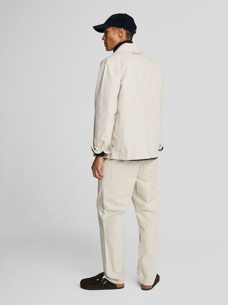 Lyle & Scott Ecru White Tapered Large Pocket Cotton Trousers - Image 2 of 6