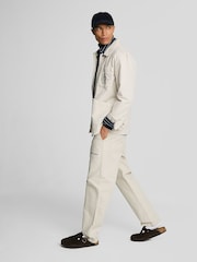Lyle & Scott Ecru White Tapered Large Pocket Cotton Trousers - Image 3 of 6