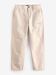 Lyle & Scott Ecru White Tapered Large Pocket Cotton Trousers - Image 4 of 6