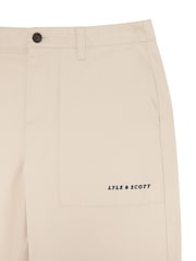 Lyle & Scott Ecru White Tapered Large Pocket Cotton Trousers - Image 6 of 6