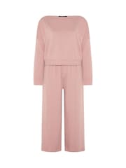 Yours Curve Pink Off Shoulder Sweatshirt & Wide Leg Joggers Set - Image 5 of 6