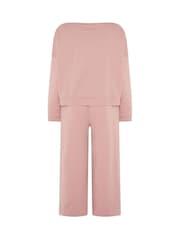 Yours Curve Pink Off Shoulder Sweatshirt & Wide Leg Joggers Set - Image 6 of 6