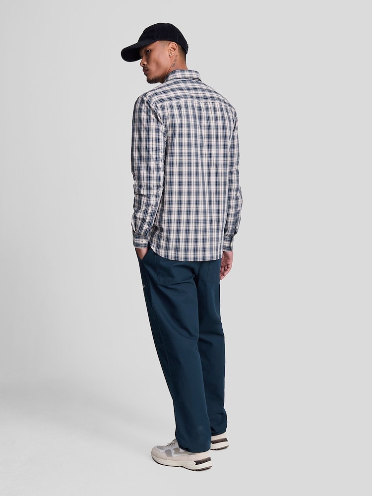 Lyle & Scott Blue Tapered Large Pocket 100% Cotton Trousers - Image 2 of 5