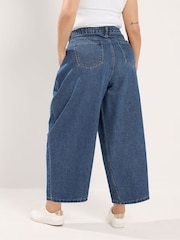 Yours Curve Blue Pleated Barrel Jeans - Image 3 of 6